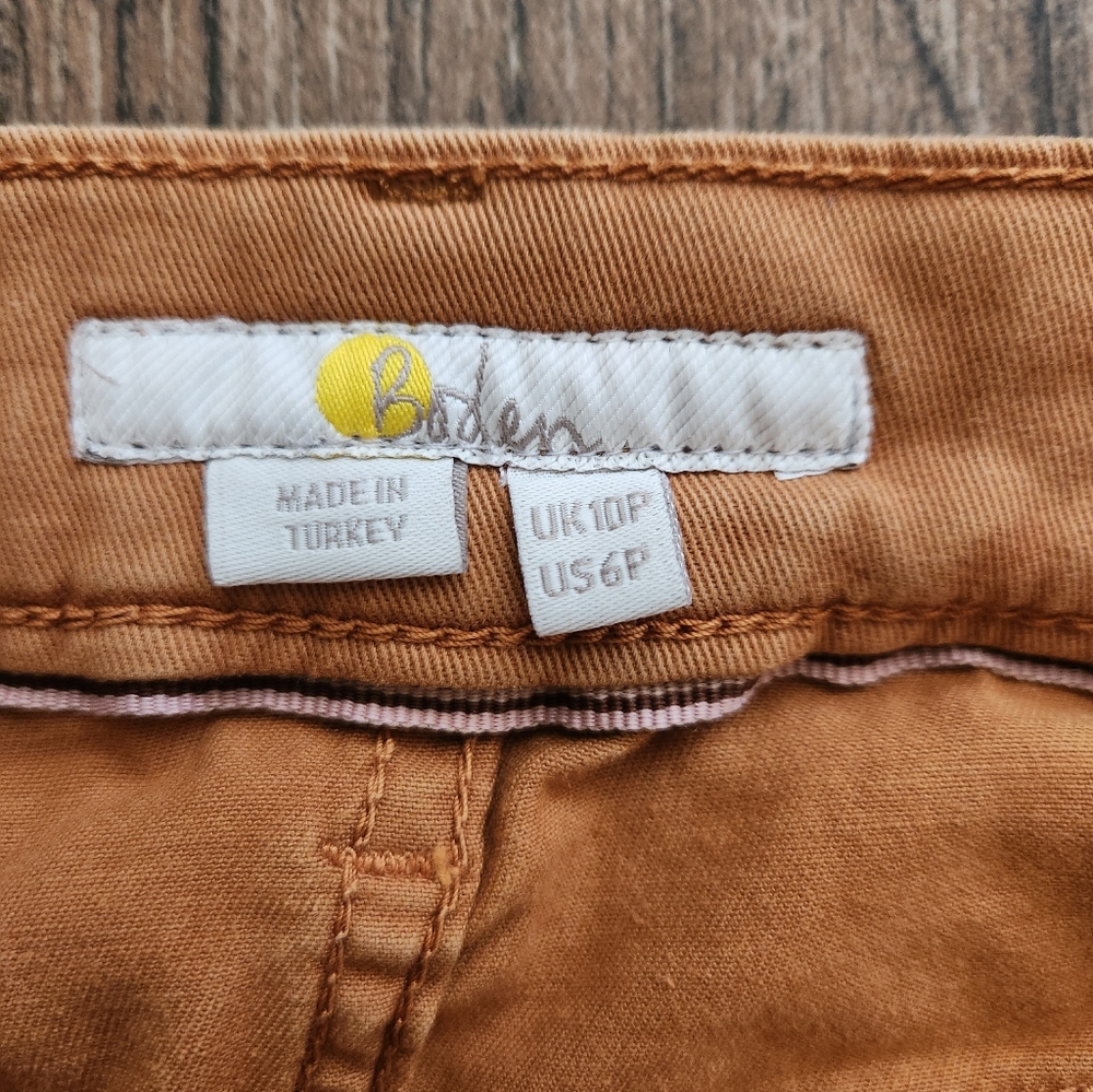 Boden Patch Pocket Denim Chino Skirt in Caramel Brown Tan Size 6 Petite - Picture 7 of 13